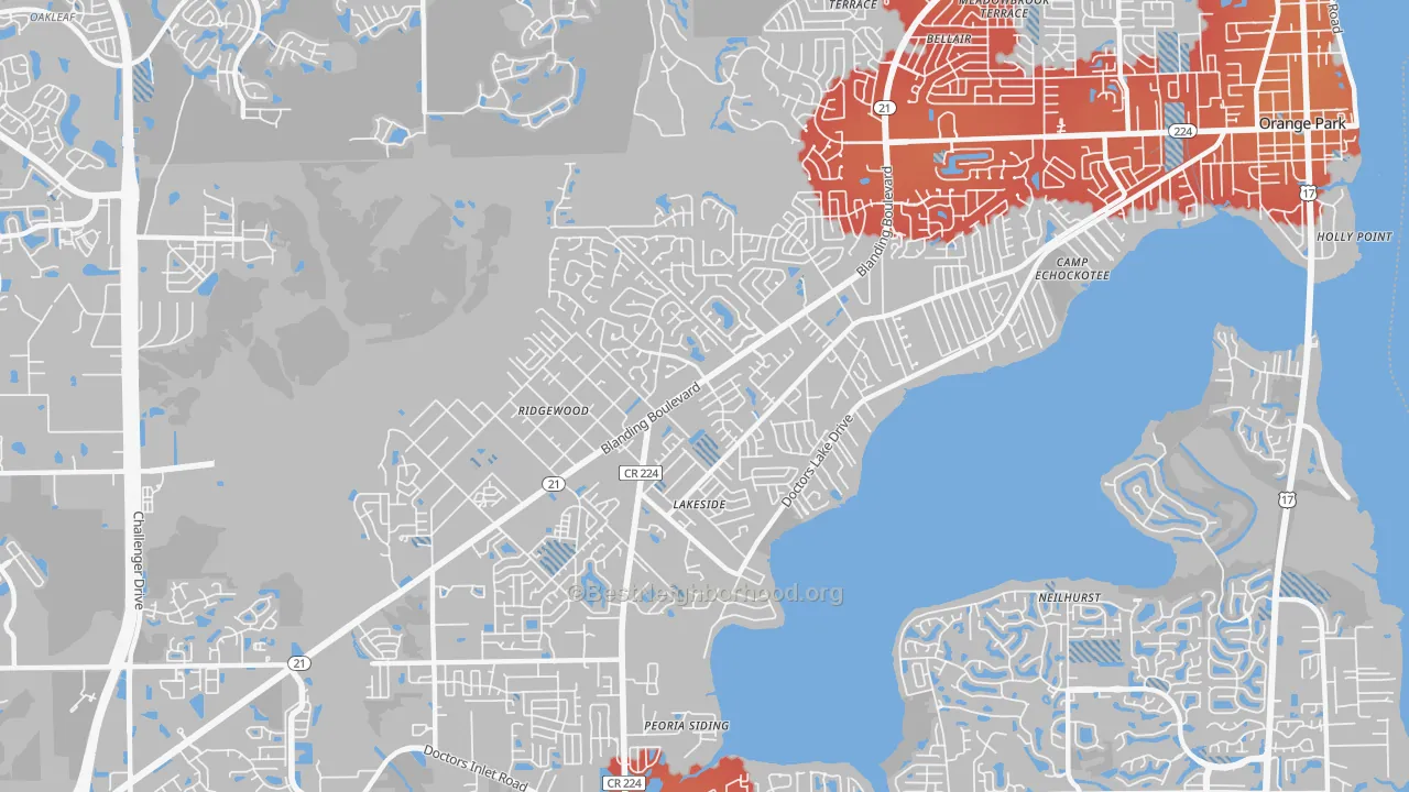 Transit Grade map of Lakeside, FL