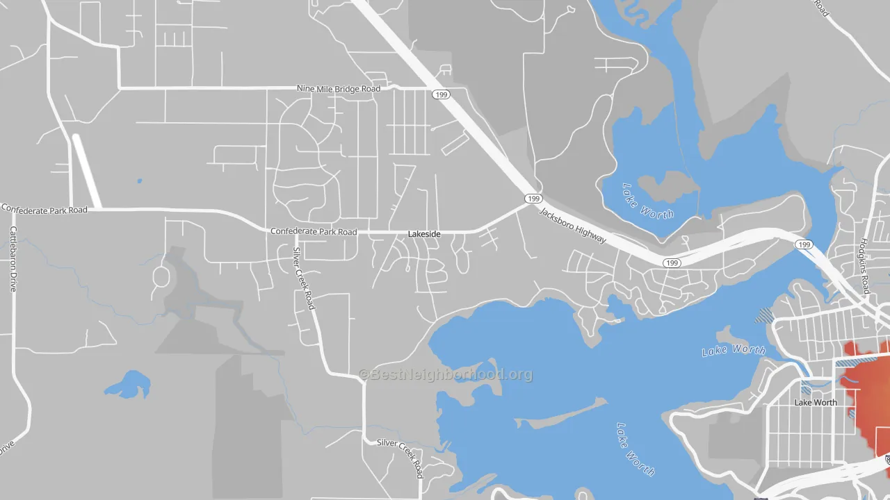 Transit Grade map of Lakeside, TX