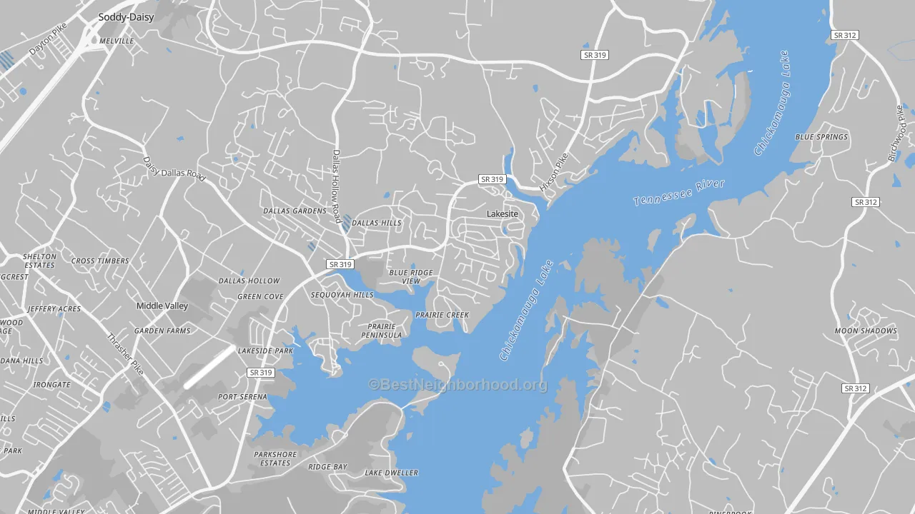 Transit Grade map of Lakesite, TN