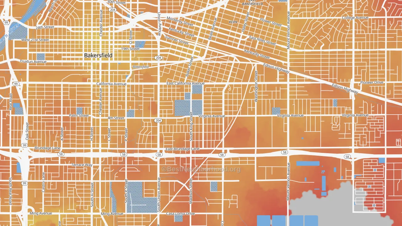 Transit Grade map of Lakeview-Bakersfield, Bakersfield, CA