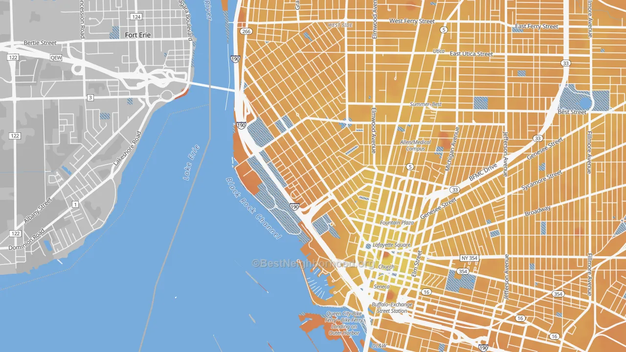 Transit Grade map of Lakeview, Buffalo, NY