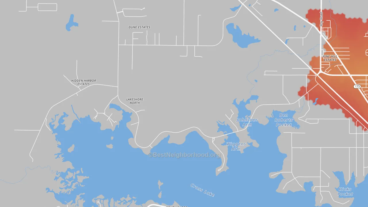 Transit Grade map of Lakeview, LA