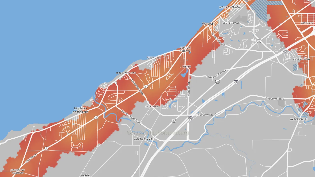 Transit Grade map of Lakeview, NY