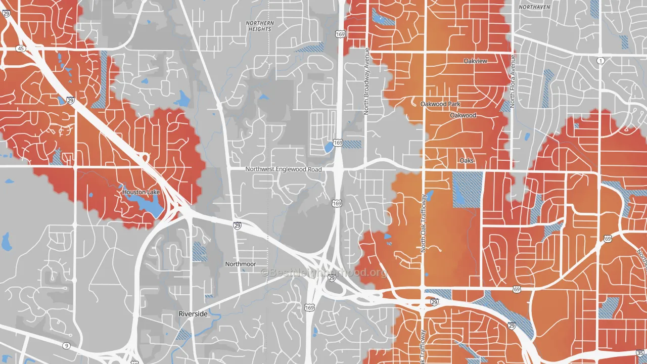 Transit Grade map of Lakeview Terrace, Kansas City, MO