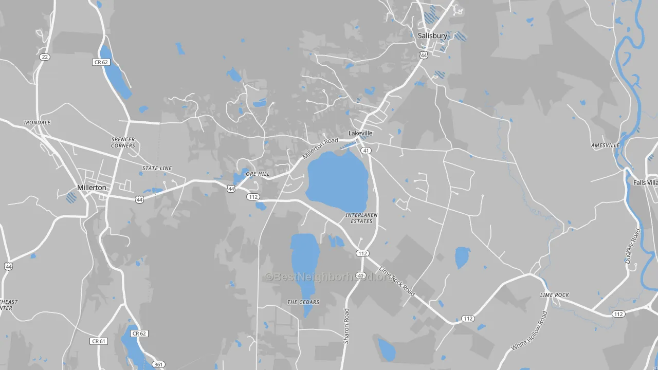 Transit Grade map of Lakeville, CT