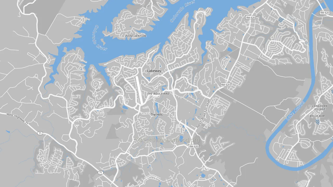 Transit Grade map of Lakeway, TX