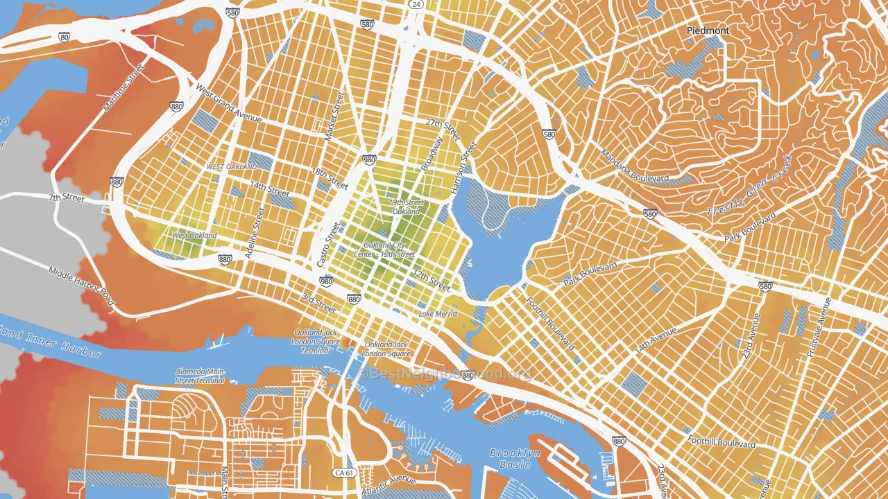 Transit Grade map of Lakewide, Oakland, CA