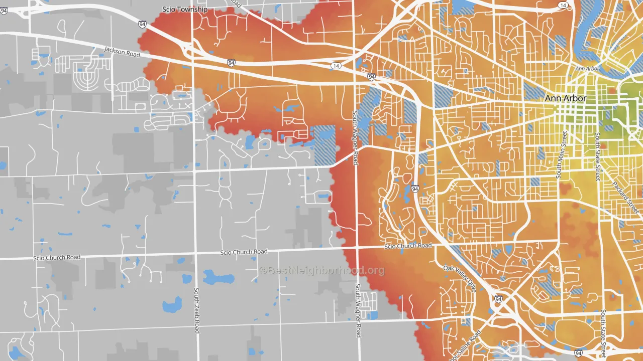 Transit Grade map of Lakewood, Ann Arbor, MI