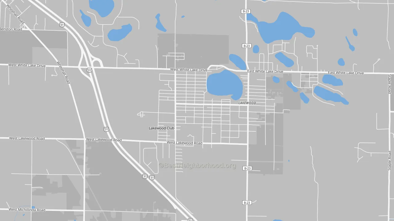 Transit Grade map of Lakewood Club, MI