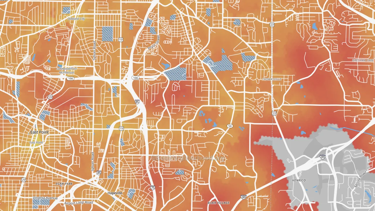 Transit Grade map of Lakewood Heights, Atlanta, GA