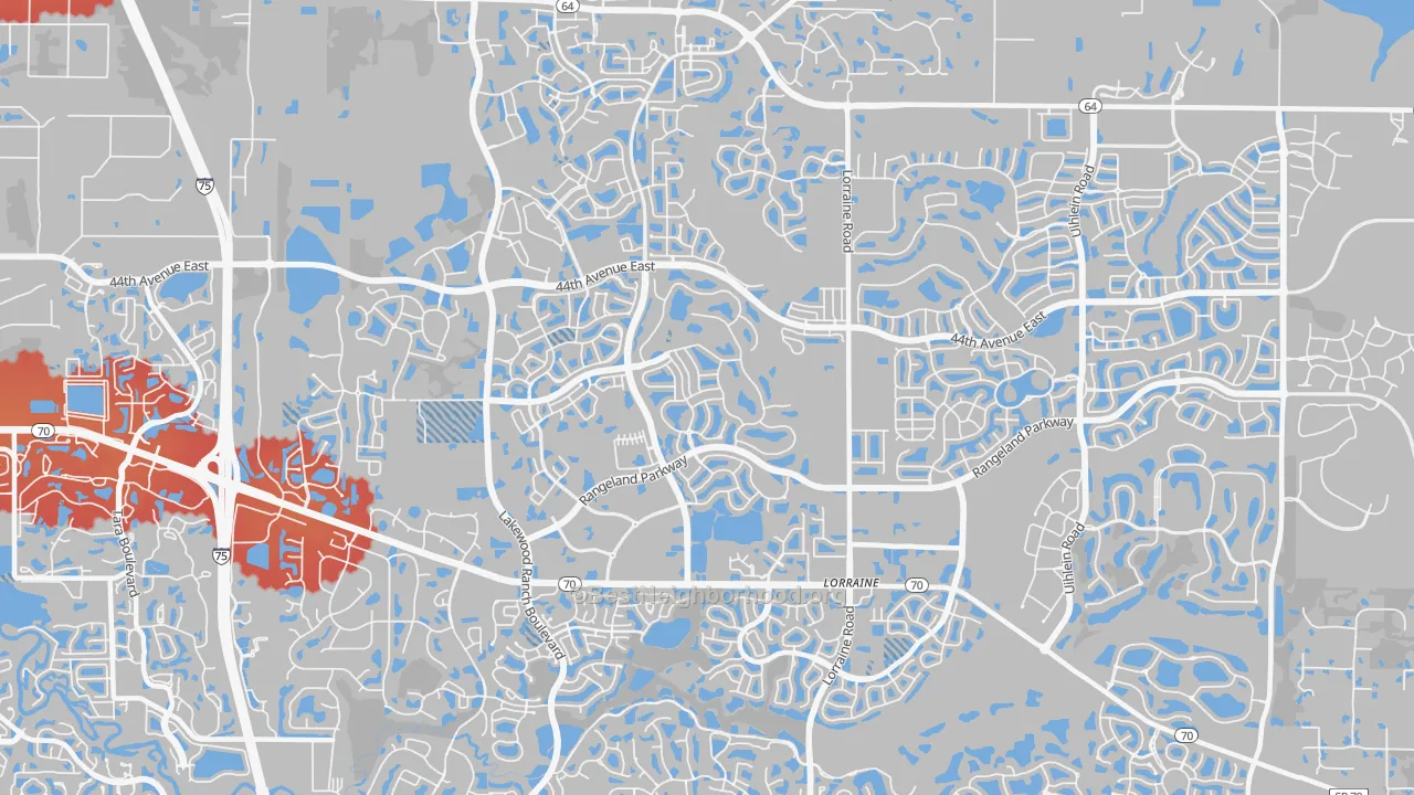 Transit Grade map of Lakewood Ranch, Bradenton, FL