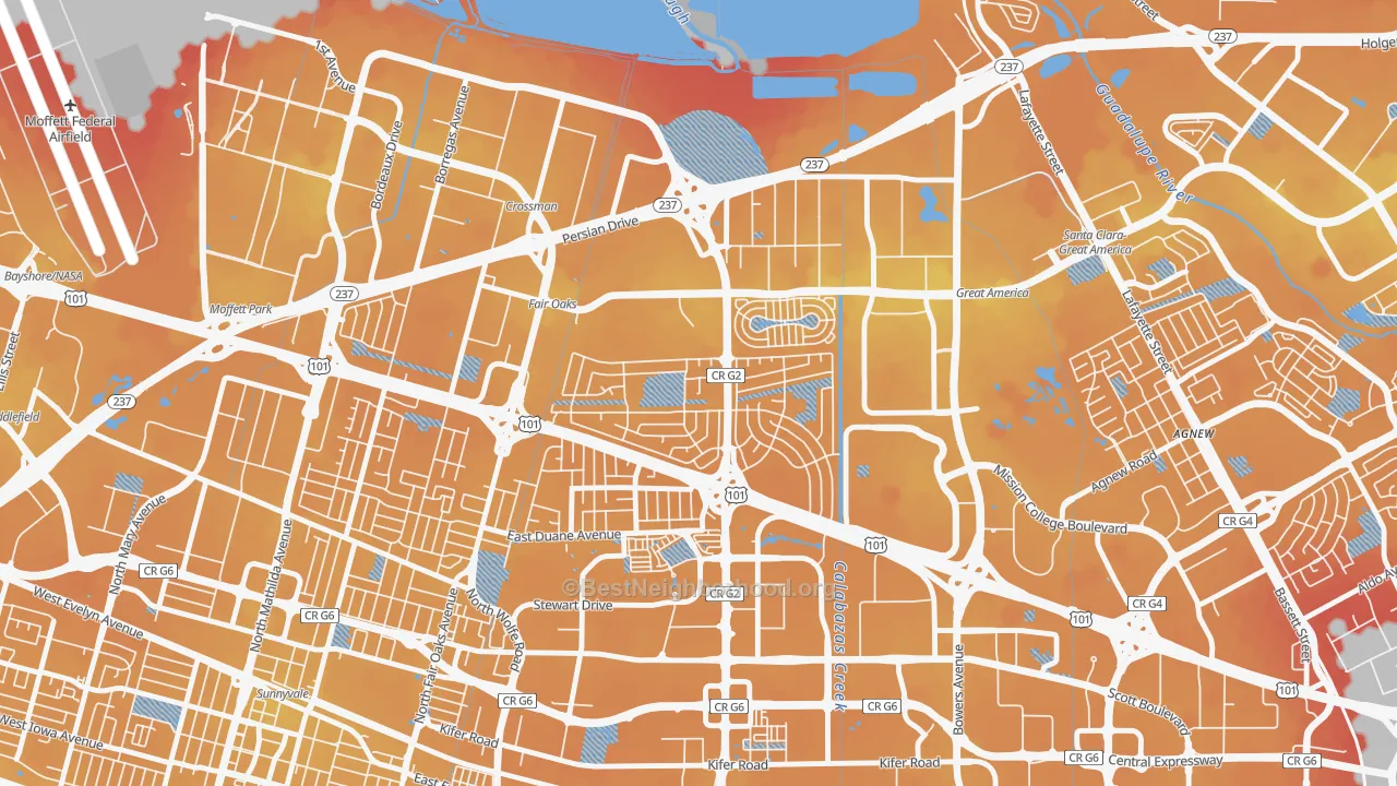 Transit Grade map of Lakewood, Sunnyvale, CA