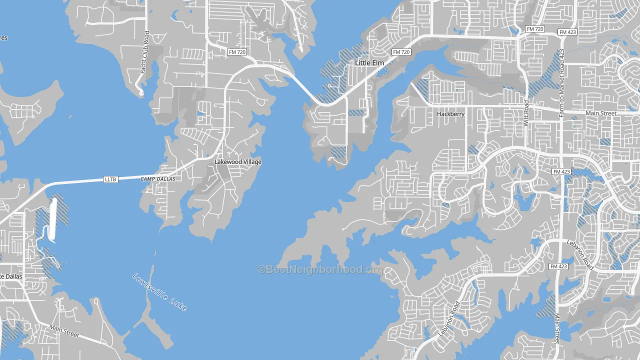 Transit Grade map of Lakewood Village, TX