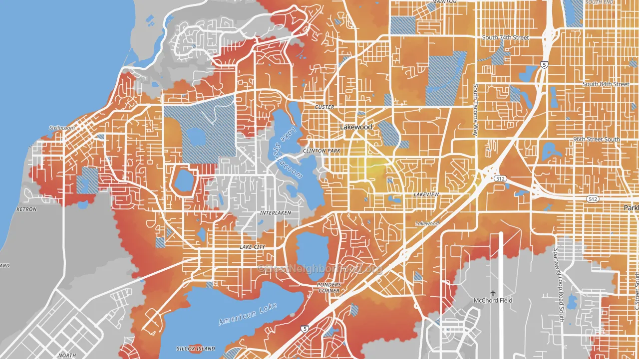 Transit Grade map of Lakewood, WA