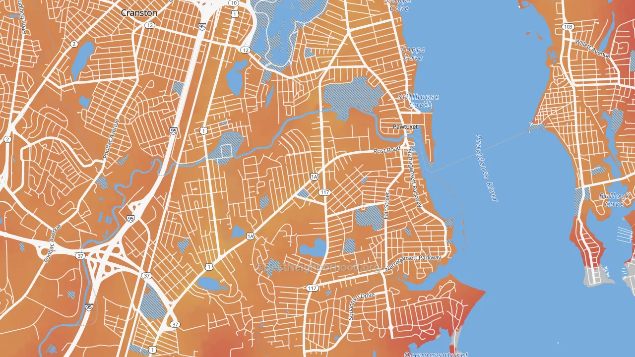 Transit Grade map of Lakewood, Warwick, RI