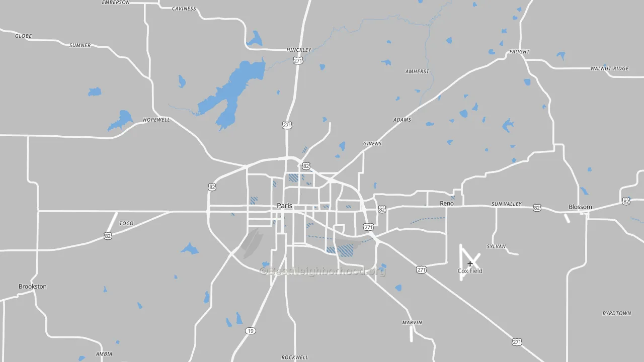 Transit Grade map of Lamar County, TX