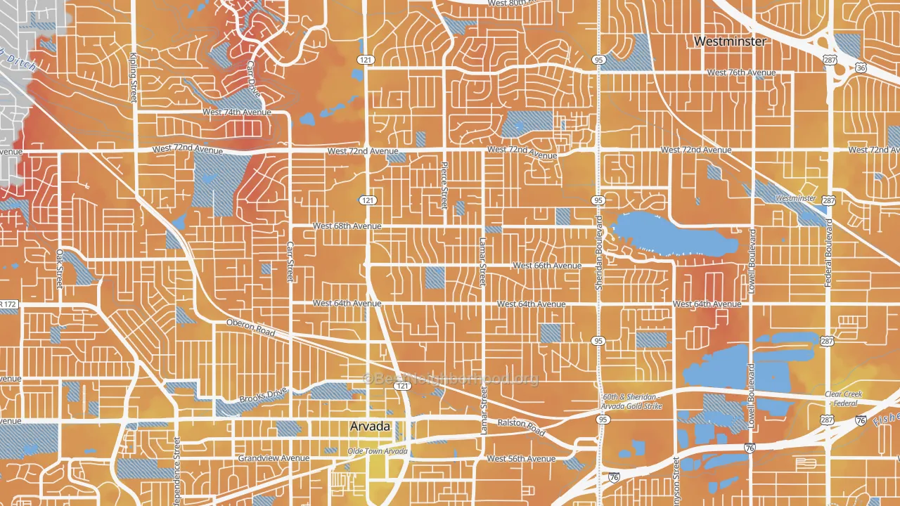 Transit Grade map of Lamar Heights Area, Arvada, CO
