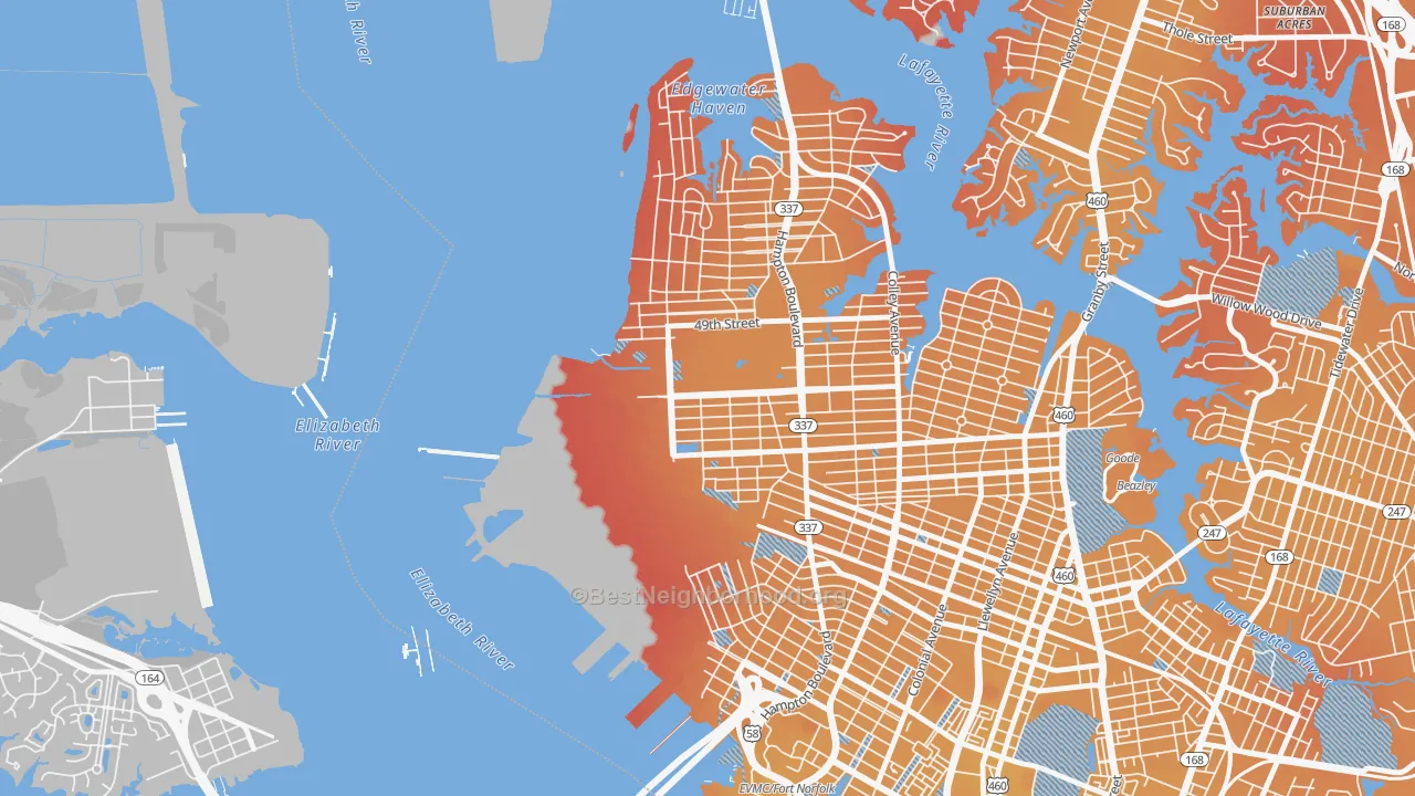 Transit Grade map of Lamberts Point, Norfolk, VA