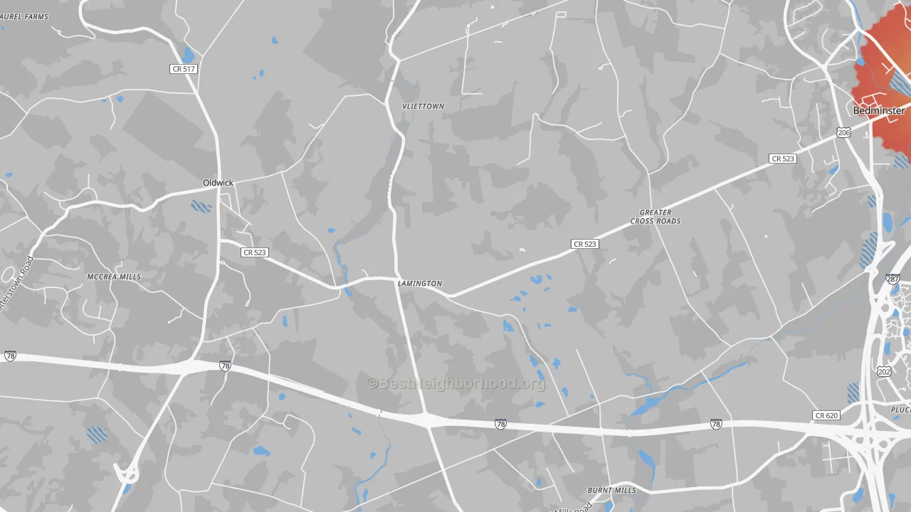 Transit Grade map of Lamington, NJ