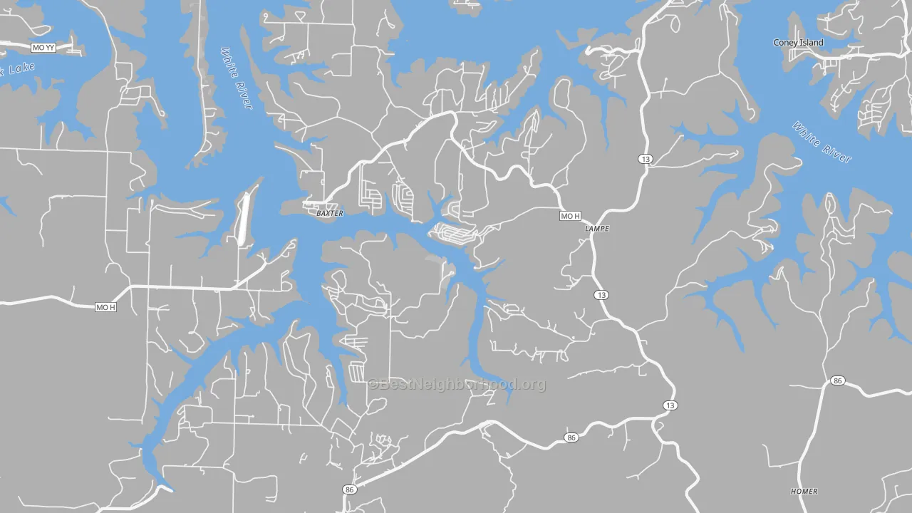 Transit Grade map of Lampe, MO