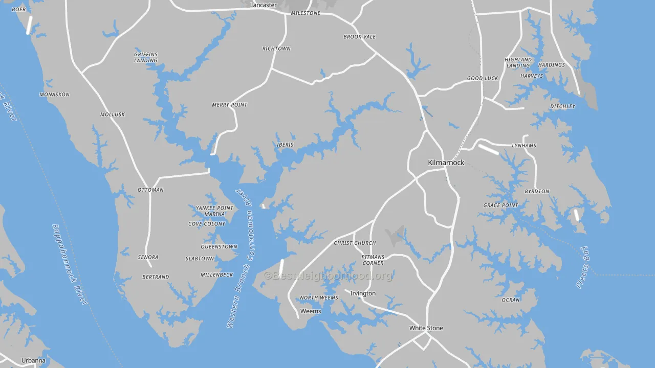 Transit Grade map of Lancaster County, VA