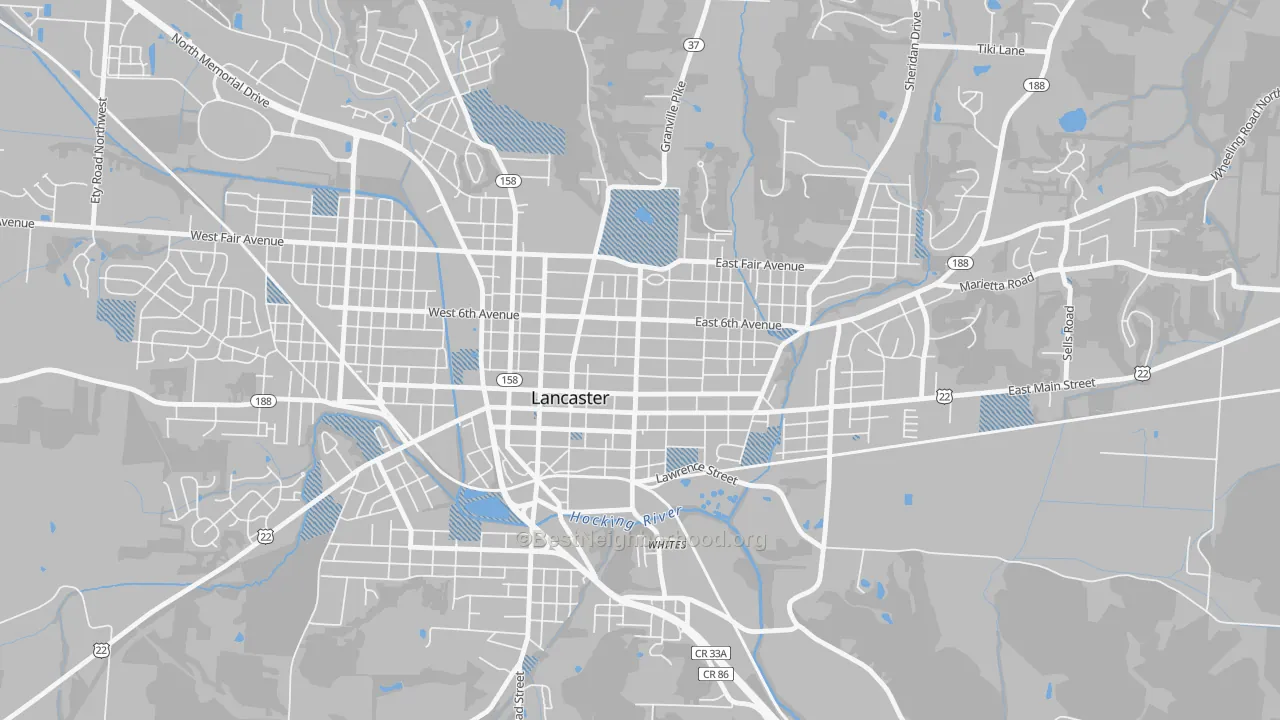 Transit Grade map of Lancaster Historic District, Lancaster, OH