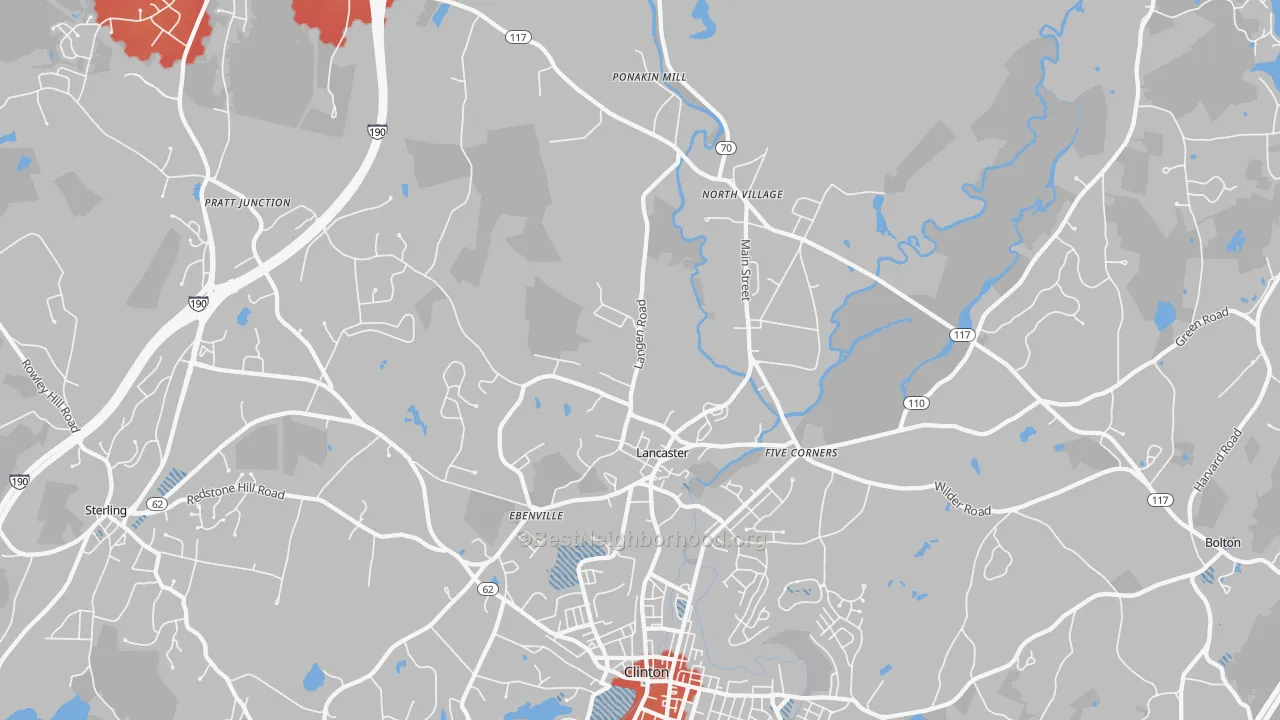 Transit Grade map of Lancaster, MA