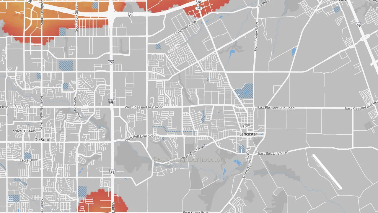 Transit Grade map of Lancaster, TX