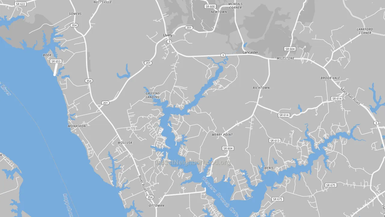 Transit Grade map of Lancaster, VA