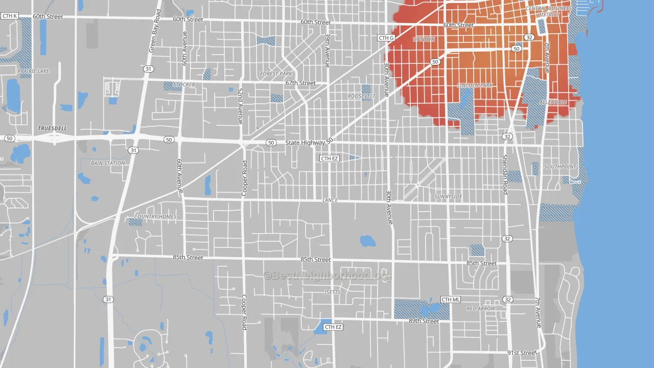Transit Grade map of Lance, Kenosha, WI