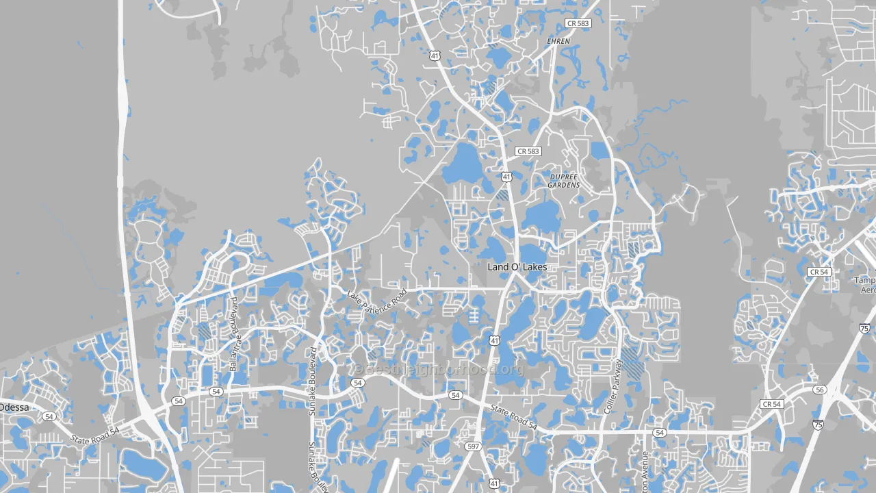 Transit Grade map of Land O' Lakes, FL