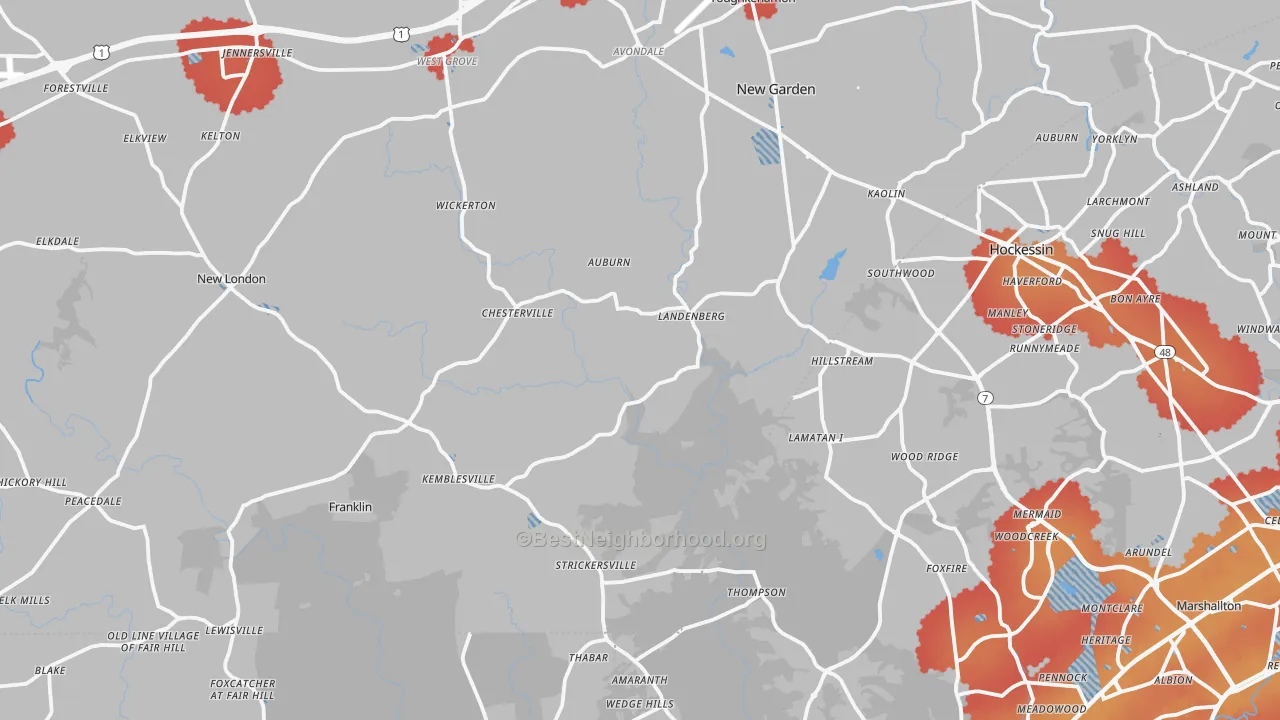 Transit Grade map of Landenberg, PA