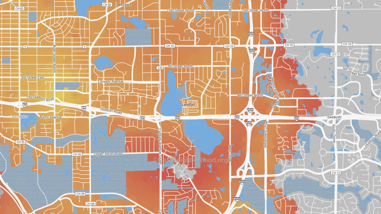 Transit Grade map of Landfall, MN