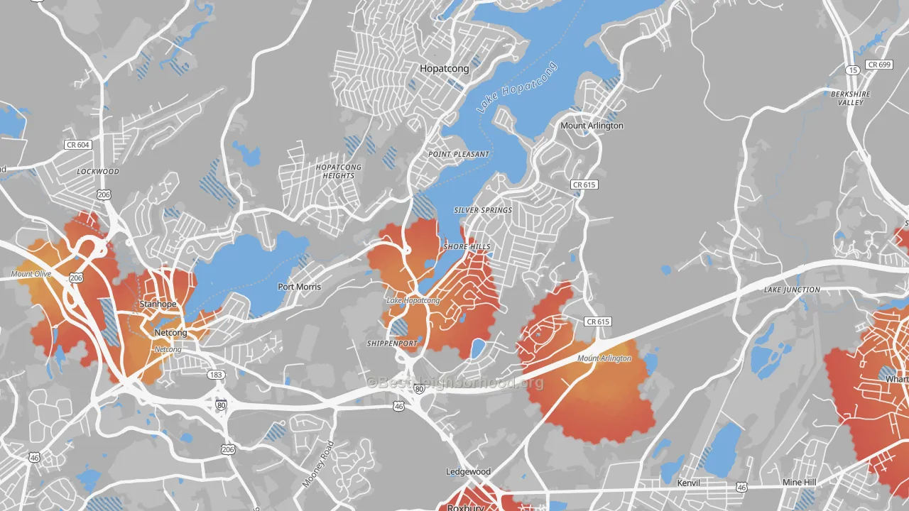 Transit Grade map of Landing, NJ