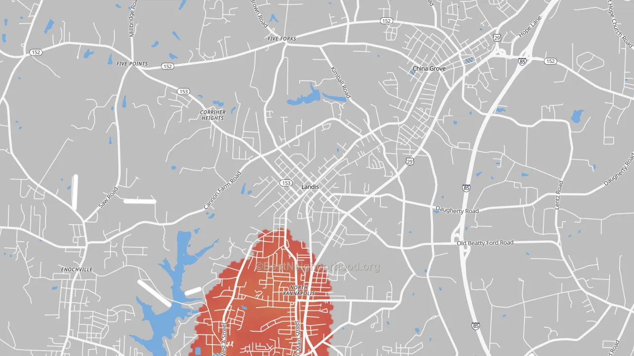 Transit Grade map of Landis, NC