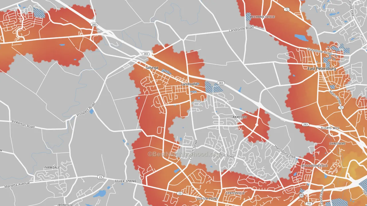 Transit Grade map of Landisville, PA