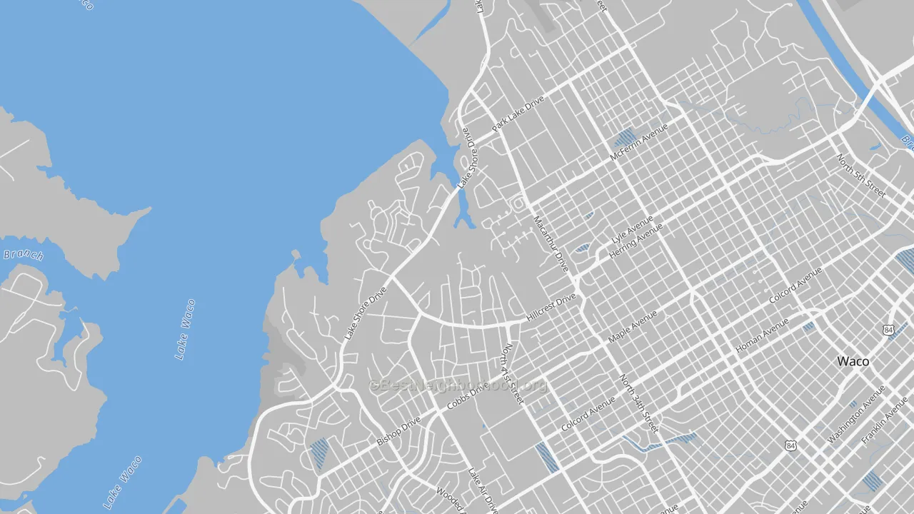 Transit Grade map of Landon Branch, Waco, TX