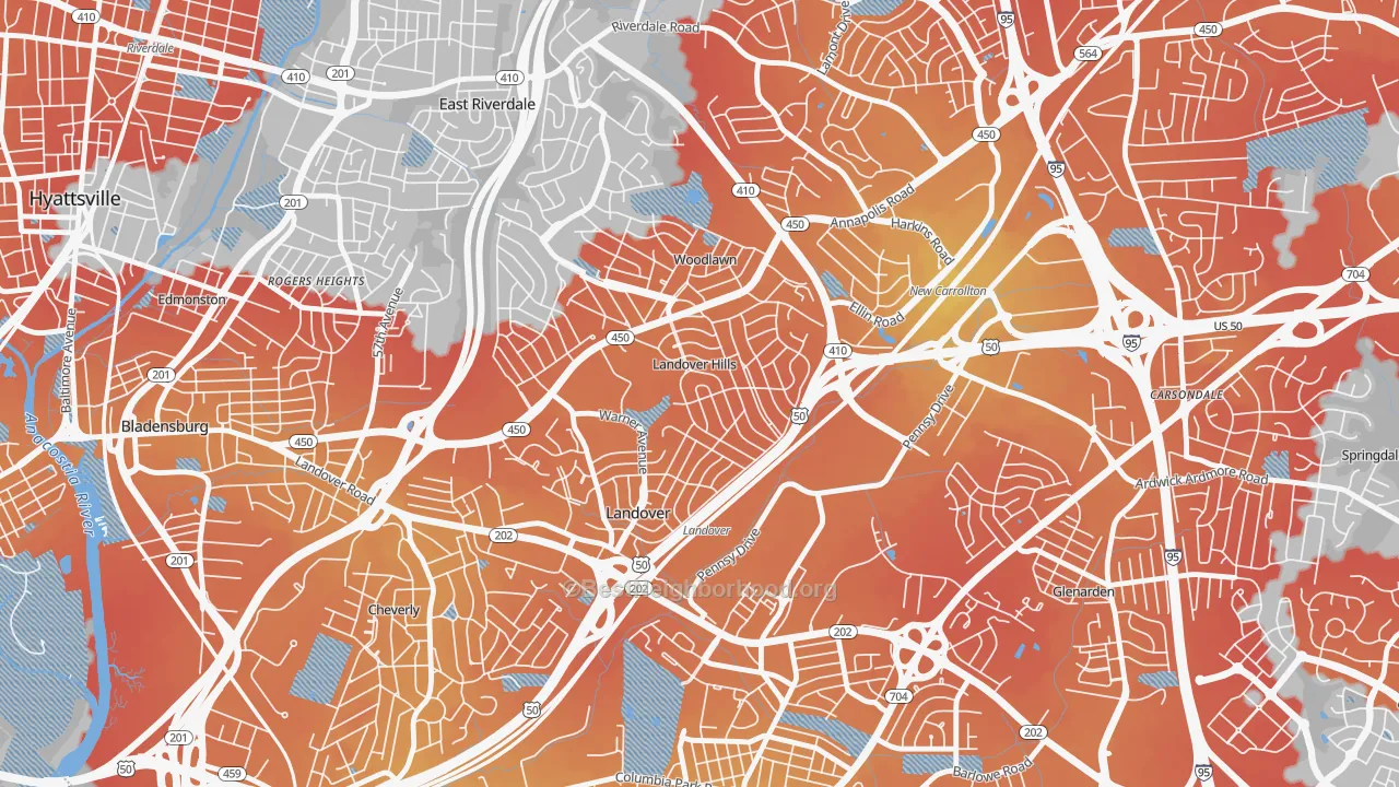 Transit Grade map of Landover Hills, MD