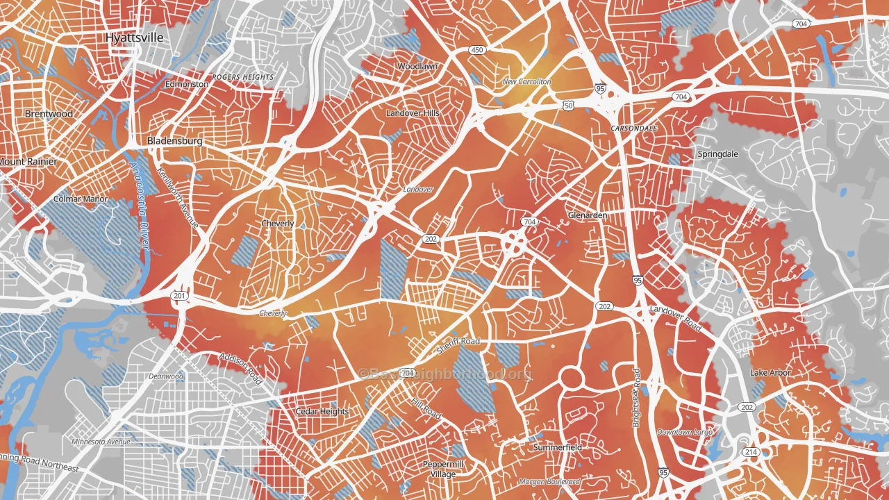 Transit Grade map of Landover, MD
