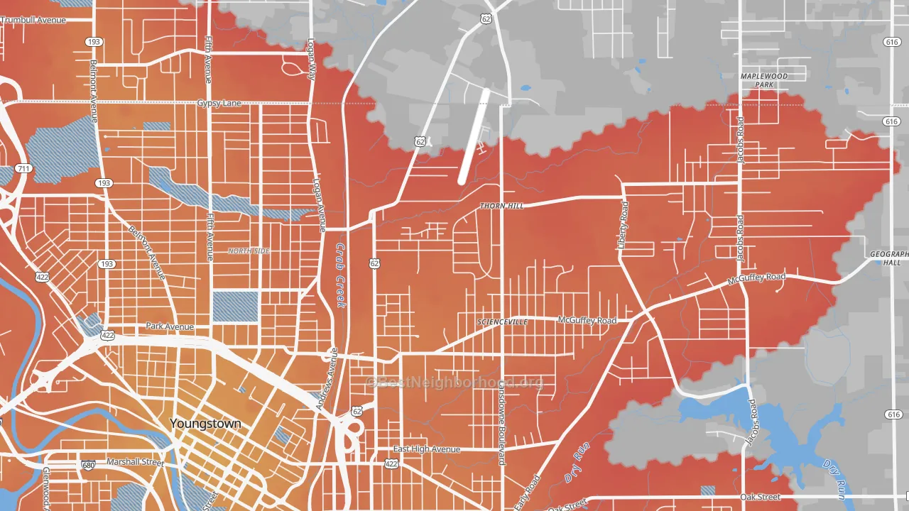 Transit Grade map of Landsdowne, Youngstown, OH