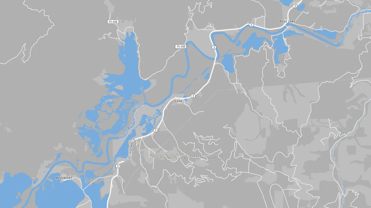 Transit Grade map of Lane, ID