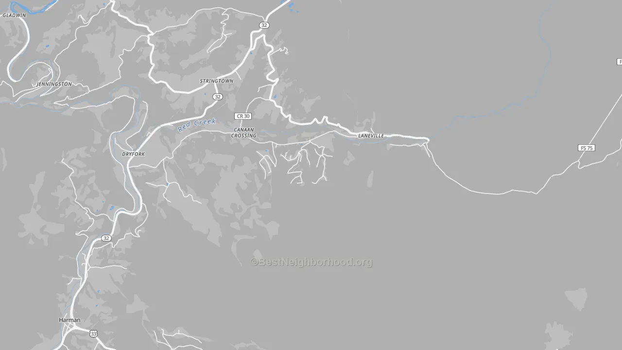 Transit Grade map of Laneville, WV