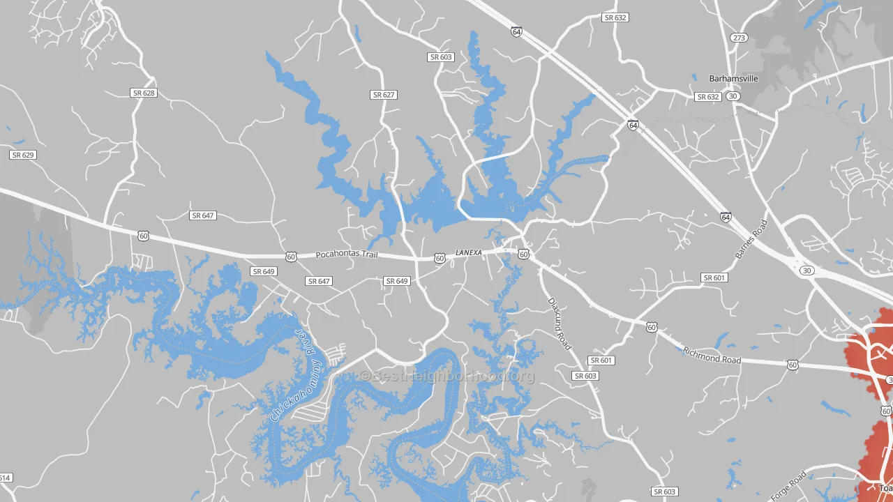 Transit Grade map of Lanexa, VA