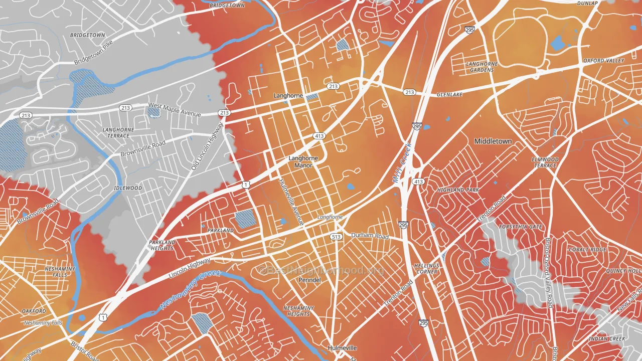 Transit Grade map of Langhorne Manor, PA