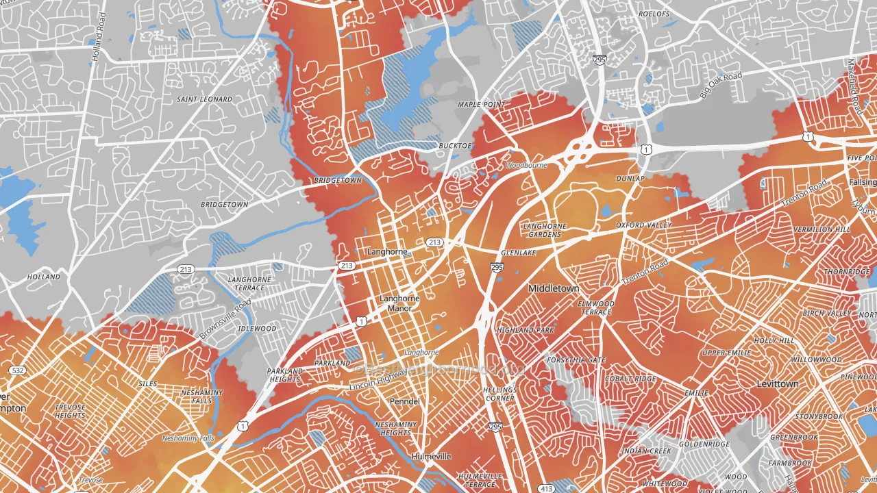 Transit Grade map of Langhorne, PA