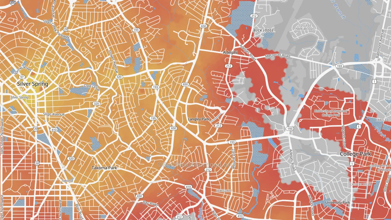 Transit Grade map of Langley Park, Hyattsville, MD