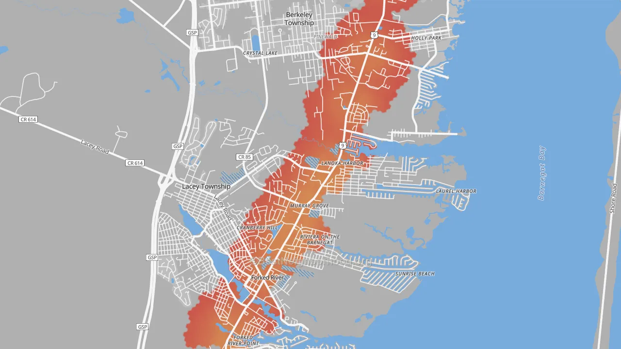 Transit Grade map of Lanoka Harbor, NJ