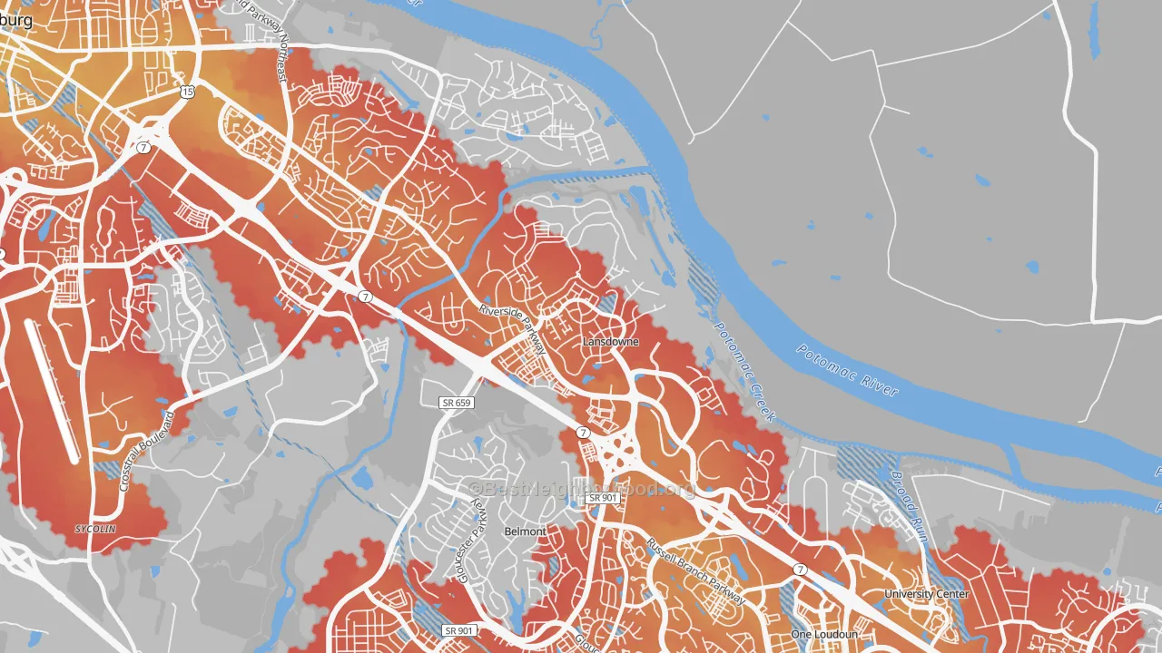 Transit Grade map of Lansdowne, VA