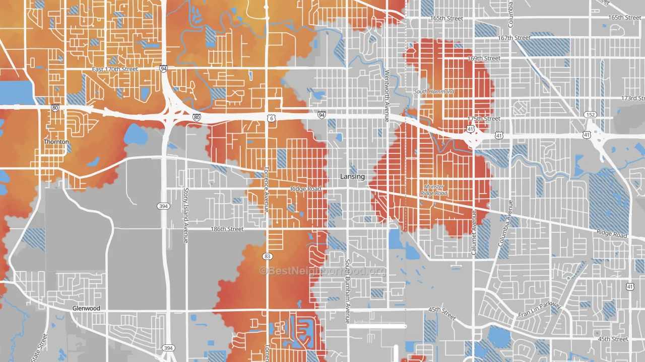 Transit Grade map of Lansing, IL