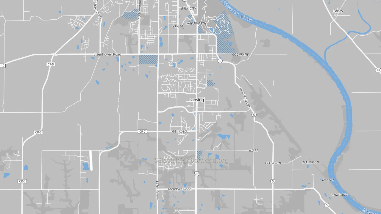 Transit Grade map of Lansing, KS